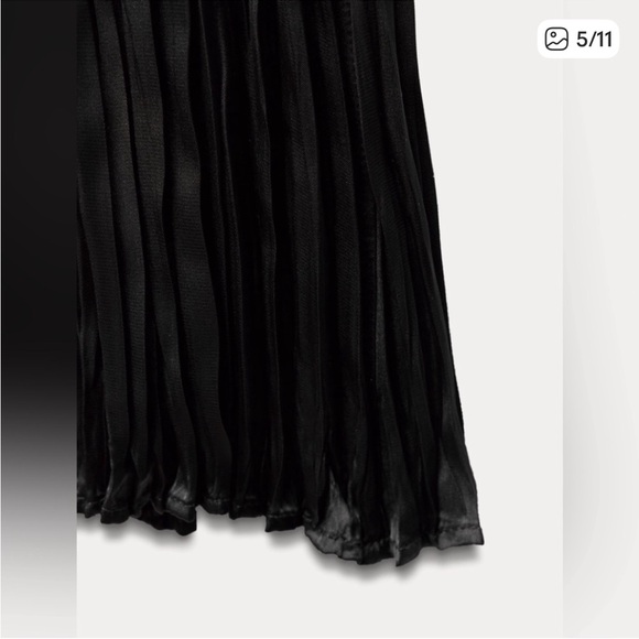 Zara wrinkle satin effect high waist super wide leg black pants sz.XS - Picture 5 of 15